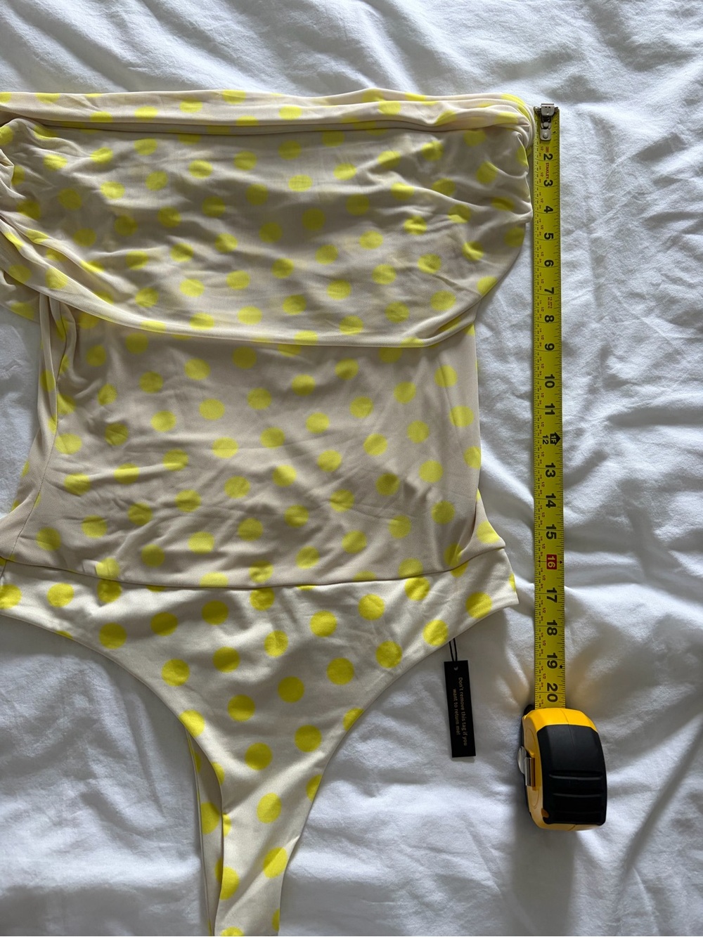 AFRM Butter Yellow Off-Shoulder Polka Dot Bodysuit XL NWT - Picture 13 of 15